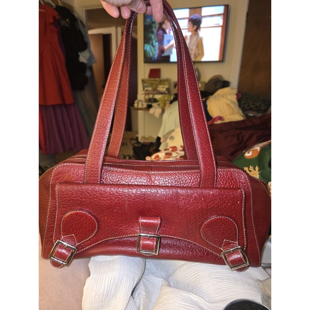 HtF Cynthia Rowley Red vintage Y2K leather handbag with gold hardware leather